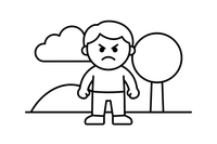 Piktas vyras suraukęs antakius – jausmų spalvinimo paveiksliukas