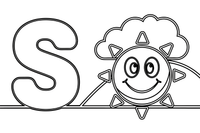 Raidė S su saule – abėcėlės su gyvūnais spalvinimo paveiksliukas