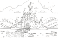 A big castle with tall towers – Castle coloring page