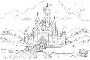 A big castle with tall towers – Castle coloring page