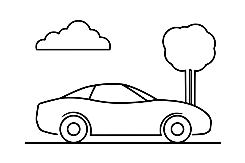 Pastatytas aptakus, žemas sportinis automobilis – sportinių automobilių spalvinimo paveiksliukas