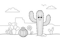 Aukštas saguaro kaktusas – kaktusų ir sukulentų spalvinimo paveiksliukas