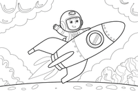 Raketos pilotas – raketos nuotykių spalvinimo paveiksliukas