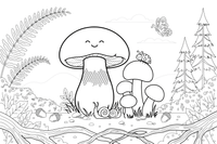A porcini mushroom (cep) with a thick stem and a round cap – Mushrooms coloring page