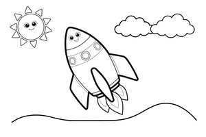 Raketos pilotas – raketos nuotykių spalvinimo paveiksliukas