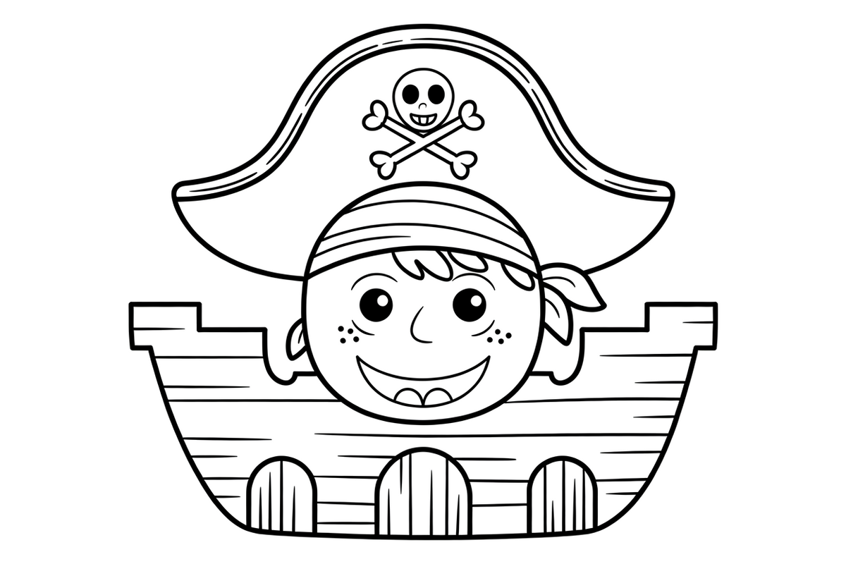 Piratų fortas – piratų forto spalvinimo paveiksliukas