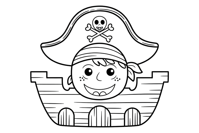 Piratų fortas – piratų forto spalvinimo paveiksliukas