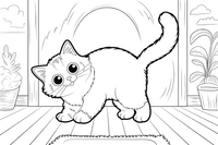 Ragdoll katė išriečia nugarą – žaidžiančios Ragdoll katės spalvinimo paveiksliukas