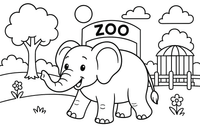 Zoologijos sodas – dienos zoologijos sode spalvinimo paveiksliukas