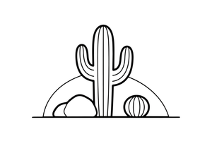 Aukštas saguaro kaktusas – kaktusų ir sukulentų spalvinimo paveiksliukas