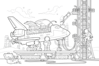 A space shuttle being prepared for a mission – Space Shuttle Mission coloring page