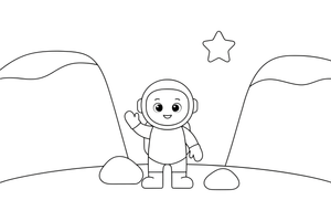 Astronautas tyrinėja kanjoną Marse – Marso spalvinimo paveiksliukas