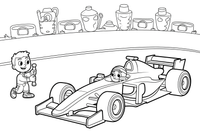 Formulės 1 sustojimas boksuose – Formulės 1 greičio spalvinimo paveiksliukas