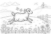 A sheep running across the field – Sheep coloring page