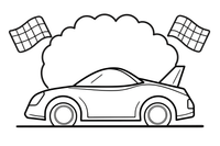 Žemas pleišto formos superautomobilis su galiniu antsparniu – sportinių automobilių spalvinimo paveiksliukas