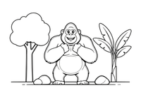 Gorila daužosi į krūtinę – gorilos spalvinimo paveiksliukas