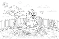 A lion in its zoo enclosure – Zoo Day coloring page