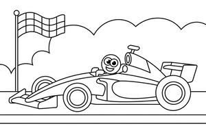 Formulė 1 su starto vėliava – Formulės 1 varžybų vaizdų spalvinimo paveiksliukas