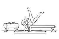 Gimnastas atlieka ratą – gimnastikos spalvinimo paveiksliukas