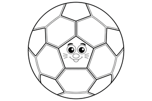 Futbolo kamuolys (vienas daiktas) – energingo futbolininko spalvinimo paveiksliukas