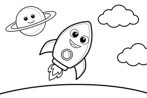 Raketos kabina – raketos nuotykių spalvinimo paveiksliukas