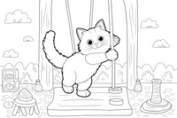 Ragdoll katė laipioja – žaidžiančios Ragdoll katės spalvinimo paveiksliukas