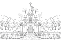 A princess castle with sparkly towers – Castle coloring page