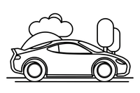 Pastatytas blizgus aptakus sportinis automobilis žemu kėbulu – įvairių automobilių spalvinimo paveiksliukas