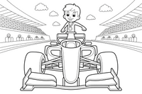Formulė 1 su aukso medaliu – Formulės 1 varžybų vaizdų spalvinimo paveiksliukas