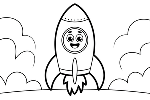 Raketos liepsnos – raketos nuotykių spalvinimo paveiksliukas