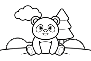 Panda sniege – žaismingos pandos spalvinimo paveiksliukas