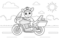 Policijos motociklas – pagalbos tarnybų mašinų spalvinimo paveiksliukas