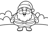 Linksmas Kalėdų Senelis sniege – Kalėdų žiemos skanėstų spalvinimo paveiksliukas