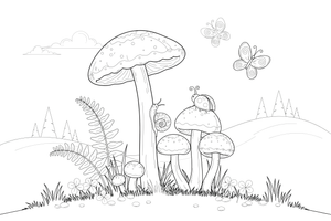 A parasol mushroom with a tall stem – Mushrooms coloring page