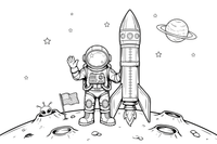 An astronaut next to a rocket – Astronaut coloring page