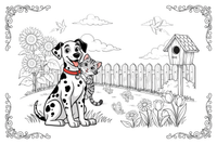A Dalmatian with a kitten friend – Dalmatian coloring page