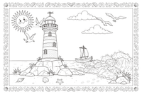 A lighthouse on a sunny day with seagulls – Lighthouse coloring page