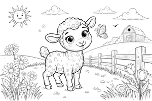 A cute baby lamb – Sheep coloring page