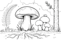 A slippery jack / suede bolete with a rounded cap – Mushrooms coloring page