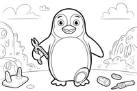 Pingvinas su replėmis – pingvinų meistrų komandos spalvinimo paveiksliukas