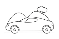 Vienas didelis žemas ir ilgas sportinis automobilis iš šono iš arti – sportinių automobilių spalvinimo paveiksliukas