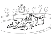 Formulė 1 su sekundmačiu – Formulės 1 varžybų vaizdų spalvinimo paveiksliukas