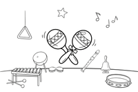 Marakasų pora – muzikos instrumentų spalvinimo paveiksliukas