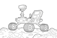 Space Rover on Red Rocks – Space Rover Trails coloring page