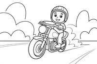Motociklas lekia dideliu greičiu – motociklų triukų spalvinimo paveiksliukas