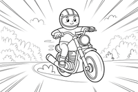 Motociklas lekia dideliu greičiu – motociklų triukų spalvinimo paveiksliukas