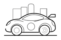 Vienas didelis lenktyninis automobilis su numeriu ant durelių iš arti – sportinių automobilių spalvinimo paveiksliukas