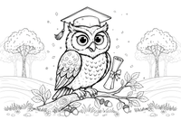 An owl with a graduation cap – Owl coloring page