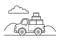 Pikapas su atviru kėbulu veža dėžes – įvairių automobilių spalvinimo paveiksliukas