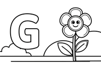 Raidė G su gėle – abėcėlės su gyvūnais spalvinimo paveiksliukas